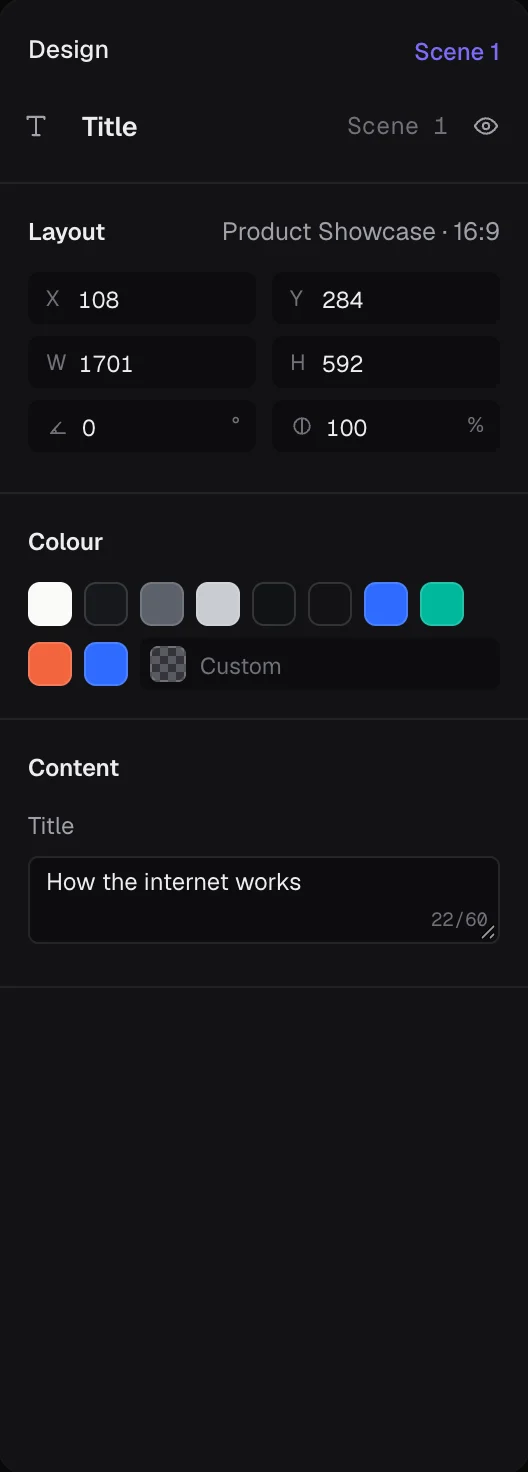 The picked title's layout, colour and words